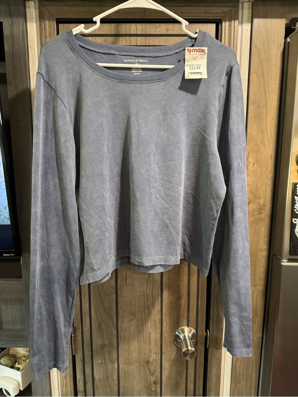 harmony & balance Women's Long Sleeve Crewneck Top - Slate Blue
